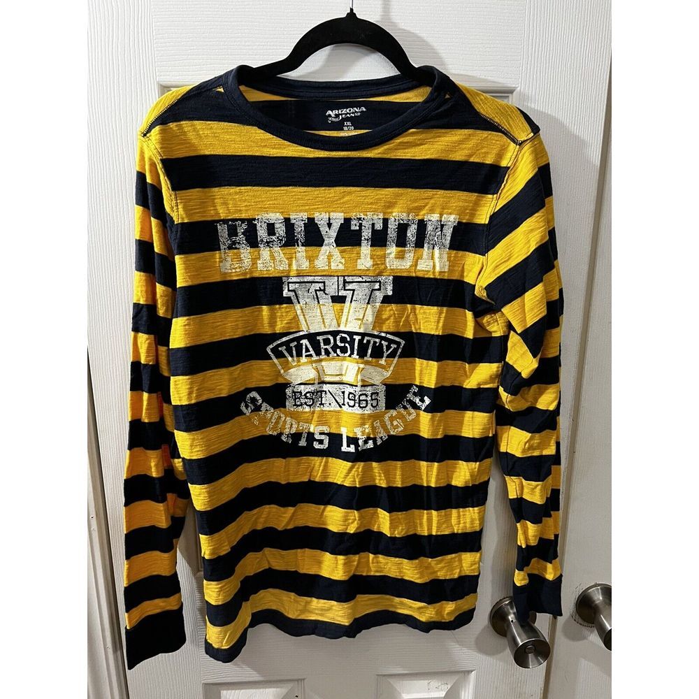 Arizona Boys Long Sleeve Shirt size XXL 18‎ Yellow Blue Stripe